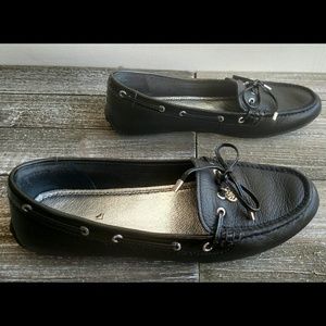 Sperry Topsider Black Leather Boat Shoes sz 8
